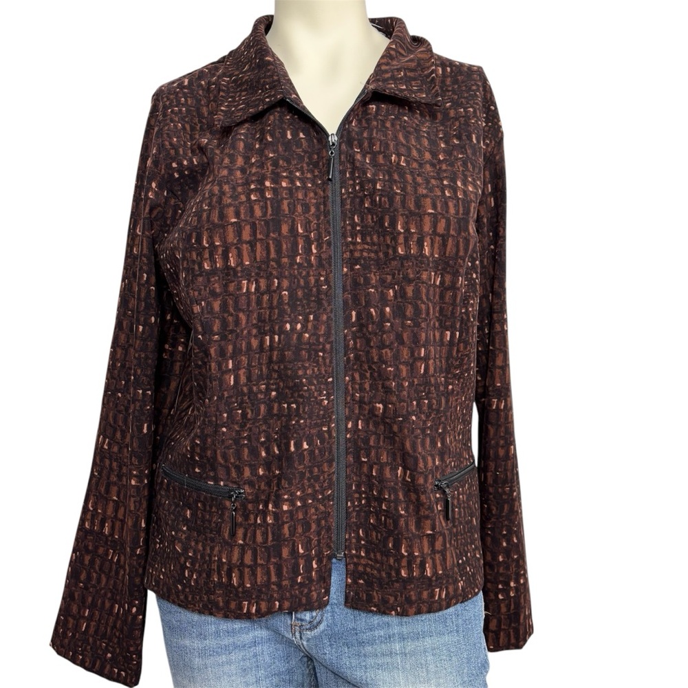 Kathie Lee tortoise print zip up